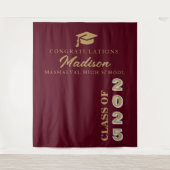 Modern Gold Script Bourgogne Afstuderen Wandkleed (Voorkant)