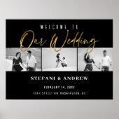 Modern Gold Script BW Foto Elegant Wedding Poster (Voorkant)