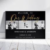 Modern Gold Script BW Foto Elegant Wedding Poster