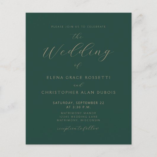 Modern Gold Script Emerald Green QR Code Wedding (Voorkant)