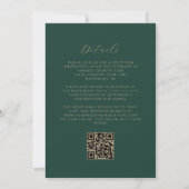 Modern Gold Script Emerald Green QR Code Wedding Kaart (Achterkant)