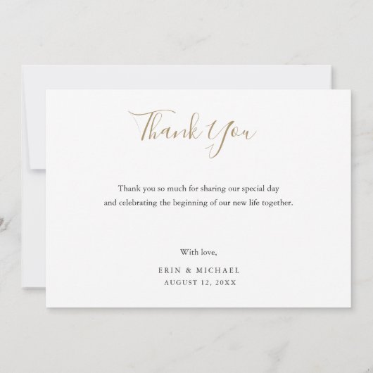 Modern Gold Script-foto Hartelijk dank voor uw bru Kaart (Achterkant)