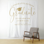 Modern Gold Script Graduation Party Foto Achtergro Wandkleed (In situ)