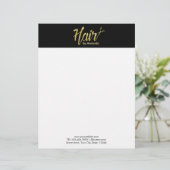 Modern Gold Script Hair Beauty Salon Elegant Briefhoofd Sjabloon (Staand voorkant)