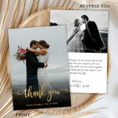 Modern Gold Script Hand Lettered Weddenfoto Bedankkaart