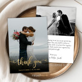 Modern Gold Script Hand Lettered Weddenfoto Bedankkaart
