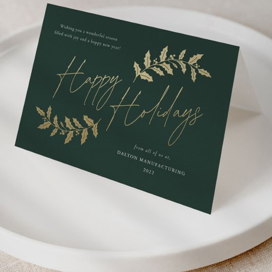 Modern Gold Script Happy Holidays Business Feestdagen Kaart