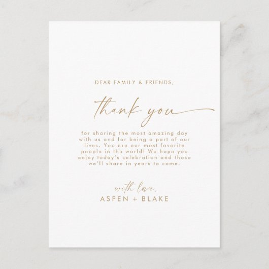 Modern Gold Script Hartelijk dank voor Kaart ontva (Voorkant)