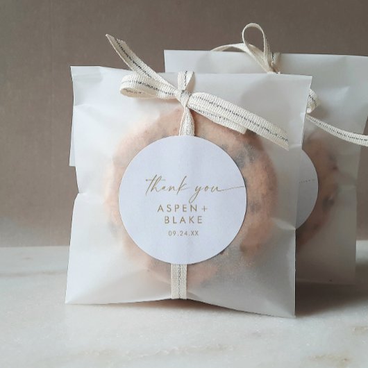 Modern Gold Script Hartelijk dank voor uw bruiloft Ronde Sticker