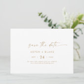 Modern Gold Script horizontaal sparen de Datum Save The Date (Staand voorkant)