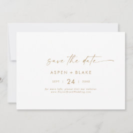 Modern Gold Script horizontaal sparen de Datum Save The Date