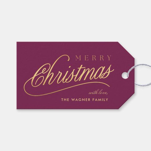 Modern Gold Script-kerst Cadeaulabel (Voorkant (Horizontaal))