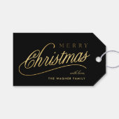 Modern Gold Script-kerst Cadeaulabel (Voorkant (Horizontaal))