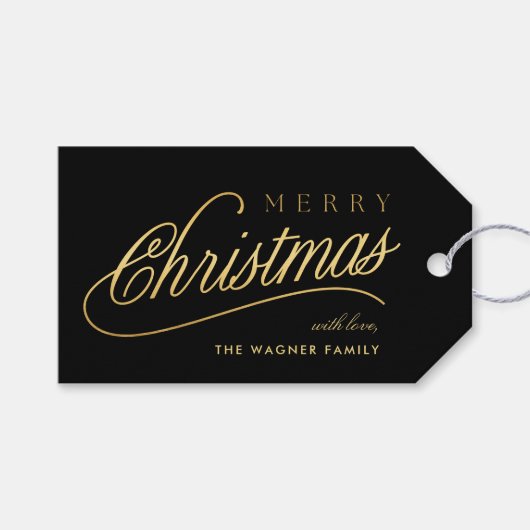 Modern Gold Script-kerst Cadeaulabel (Voorkant (Horizontaal))