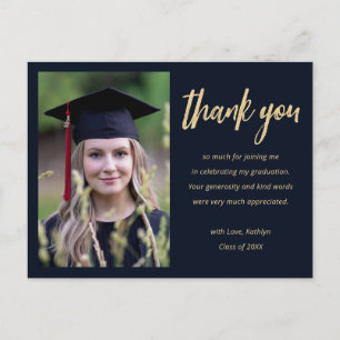 Modern Gold Script Minimalist Photo Afstuderen Briefkaart