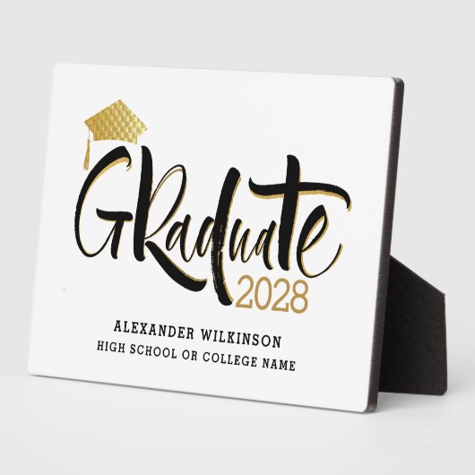 Modern Gold Script-minimalistisch Afstuderen Fotoplaat (Zijkant)