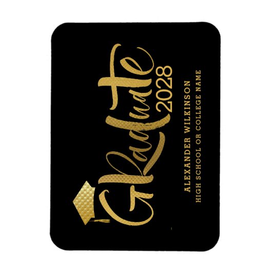 Modern Gold Script-minimalistisch Afstuderen Magneet (Verticaal)