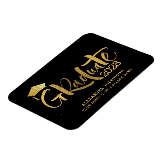 Modern Gold Script-minimalistisch Afstuderen Magneet (Linkerzijde)