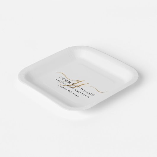 Modern Gold Script-minimalistisch Afstuderen Papieren Bordje (Gebogen)