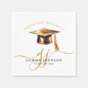 Modern Gold Script-minimalistisch Afstuderen Servet
