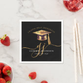 Modern Gold Script-minimalistisch Afstuderen Servet (Insitu)