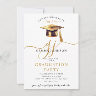 Modern Gold Script Minimalistische Graduation Part Kaart