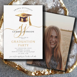 Modern Gold Script Minimalistische Graduation Part Kaart