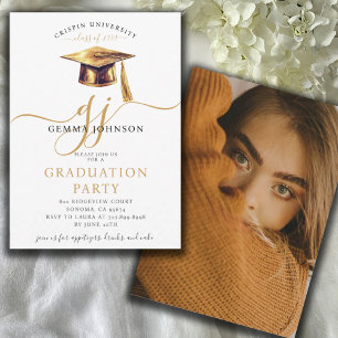 Modern Gold Script Minimalistische Graduation Part Kaart