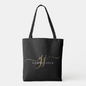 Modern Gold Script Monogram Initialen Tote Bag (Achterkant)