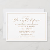 Modern Gold Script Nacht voor repetitie diner Kaart (Voorkant)