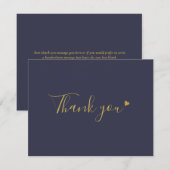 Modern Gold Script Navy Business Dank u kaart (Voorkant / Achterkant)