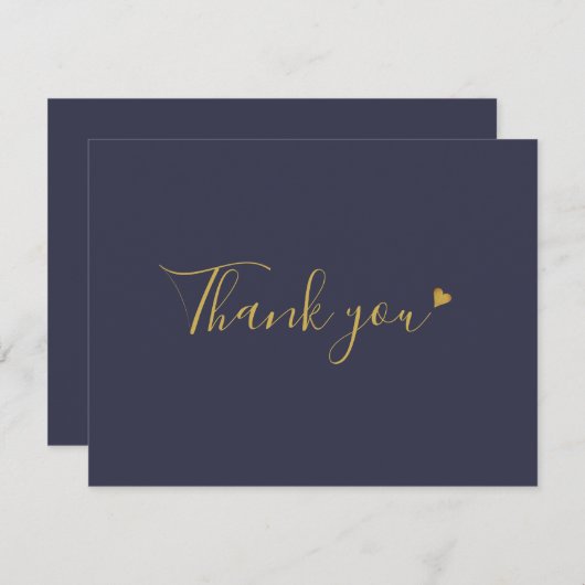 Modern Gold Script Navy Business Dank u kaart (Voorkant / Achterkant)
