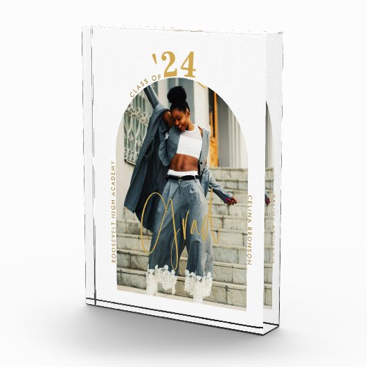 Modern Gold Script Photo 2024 minimaal Afstuderen Fotoblokken (Rechts)