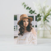 Modern Gold Script Photo Afstuderen Hartelijk dank Briefkaart (Staand voorkant)