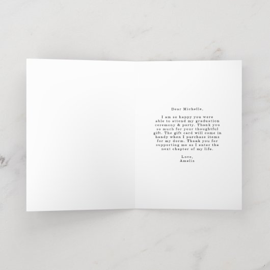 Modern Gold Script Photo Afstuderen Hartelijk dank Folie Wenskaart (Binnenlaag)