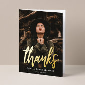 Modern Gold Script Photo Afstuderen Hartelijk dank Folie Wenskaart