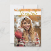 Modern Gold Script Photo Afstuderen Kaart (Voorkant)