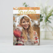 Modern Gold Script Photo Afstuderen Kaart (Staand voorkant)