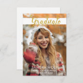 Modern Gold Script Photo Afstuderen Kaart (Voorkant / Achterkant)