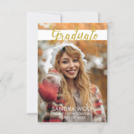 Modern Gold Script Photo Afstuderen Kaart