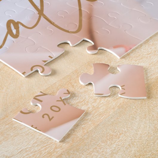 Modern Gold Script Photo Afstuderen Legpuzzel (Zijkant)