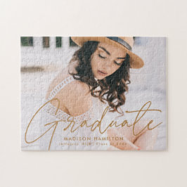 Modern Gold Script Photo Afstuderen Legpuzzel