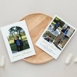Modern Gold Script Photo Arch & Collage Afstuderen Kaart