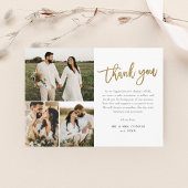 Modern Gold Script Photo Collage Wedding Bedankkaart