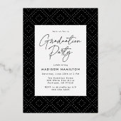 Modern Gold Script Photo Graduparty Folie Uitnodiging (Achterkant)