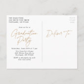 Modern Gold Script Photo Graduparty Uitnodiging Briefkaart (Achterkant)