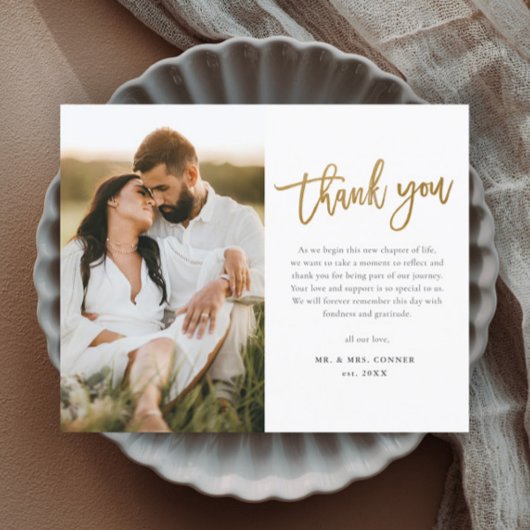 Modern Gold Script Photo Weddenschap Hartelijk dan