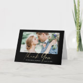 Modern Gold Script Photo Wedding Bedankkaart (Voorkant)