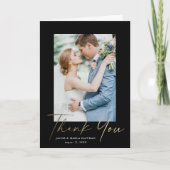 Modern Gold Script Photo Wedding Bedankkaart (Voorkant)