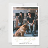 Modern Gold Script Photo Wedding Save the Date Magnetische Uitnodiging (Voorkant)